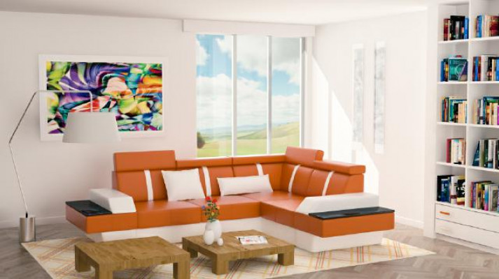 Designer Wohnlandschaft Eckcouch Neu Couch Sofa Polster Ledersofa + USB,Garnitur