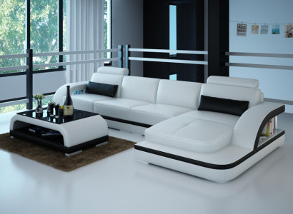 Ledersofa mit USB,Wohnlandschaft Ecksofa Eck Garnitur Design Modern Sofa G8011C