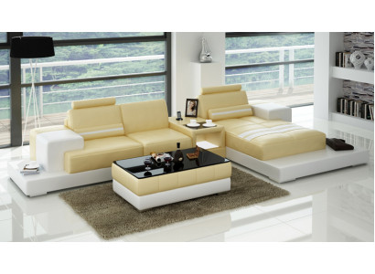 Ledersofa mit USB Wohnlandschaft Ecksofa Eck Garnitur Design Couch Sofa L6004D