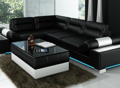 Ledersofa Sofa USB Wohnlandschaft Ecksofa Garnitur Couch Design Garnitur L6001B