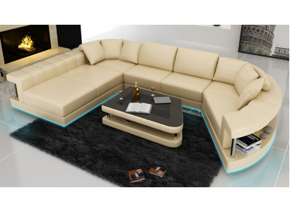 Sofa Ledersofa Couch Wohnlandschaft Ecksofa Eck Garnitur Design Modern