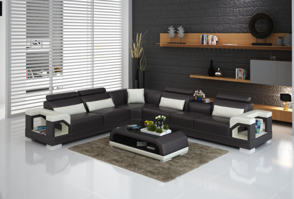 Sofa Ledersofa Couch Wohnlandschaft Eck Ecksofa Modern Design Garnitur