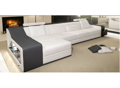 Ledersofa mit USB Wohnlandschaft Ecksofa Eck Garnitur Design Modern Sofa B2017B