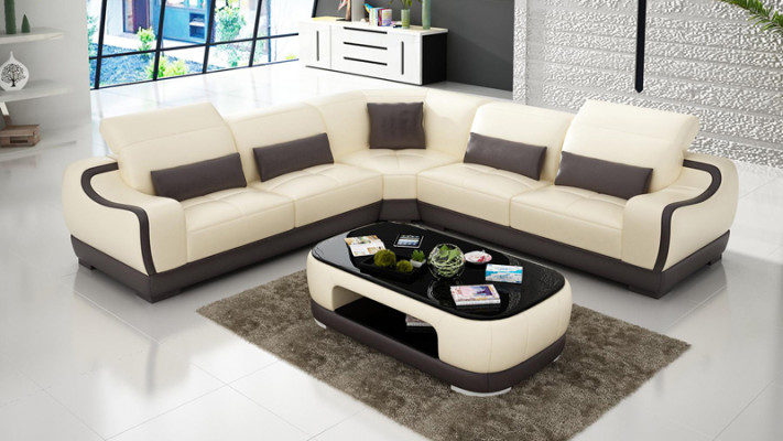 Ledersofa Couch Wohnlandschaft Ecksofa Eck Garnitur Design Modern Sofa G8025B