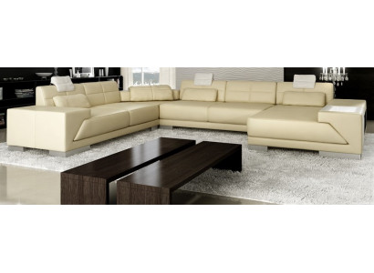 Ledersofa mit USB Couch Polster Ecke Wohnlandschaft Ecksofa Design Leder Neu LED