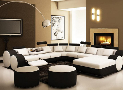 Designer Ledersofa + USB Big Wohnlandschaft Sofa Couch Polster Garnitur Ecksofa