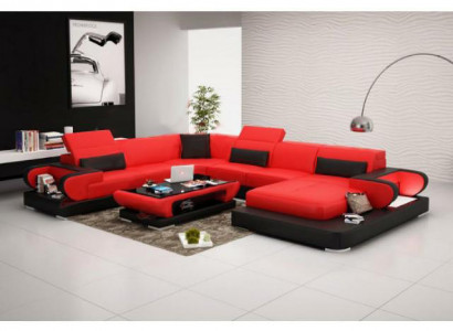 Sofa Eckcouch Couch Funktionssofa + USB U Form Kunstleder Beige Schlaffunktion