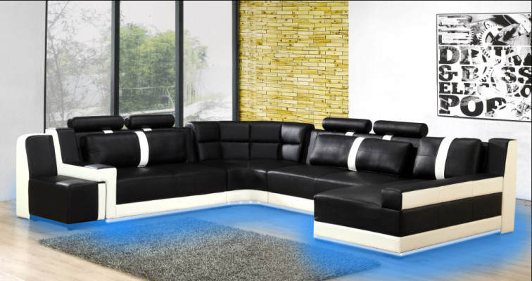  Ecksofa Wohnlandschaft + USB Polster Eckgarnitur Design Couch Moderne Leder Sofa