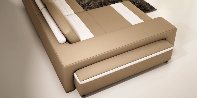 Wohnlandschaft Ecksofa mit LED & USB Sofa Polster Couch Garnitur U Form Leder
