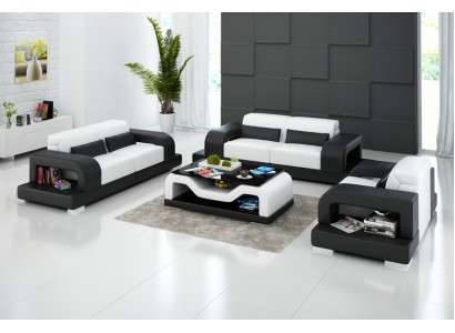 Ledersofa Couch Wohnlandschaft 3+2+1 Sitzer Garnitur Design Modern Sofa mit USB