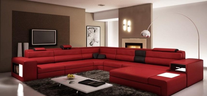 Design Ecksofa Sofa Couch Polster Eck Sitz Garnitur Wohnlandschaft Leder USB+LED