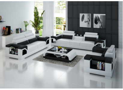 Ledersofa Couch Wohnlandschaft 3+2+1 Sitzer Modern Garnitur Design Sofa