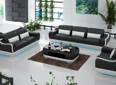 Ledersofa Couch Wohnlandschaft 3+2+1 Sitzer Garnitur Sofa Sofagarnitur G8025D