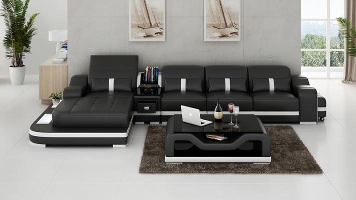 Ledersofa Couch Wohnlandschaft Ecksofa Eck Sofa Garnitur Design Modern G8027C