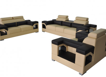 3+2+1 Garnitur Leder Sofa Couch Polster Couchen Sofas Wohnlandschaft