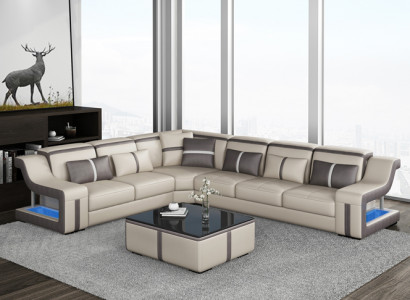 Sofa USB LED Polster Sofas Couchen Landschaft Möbel Sitz Eck Garnitur L Form Neu