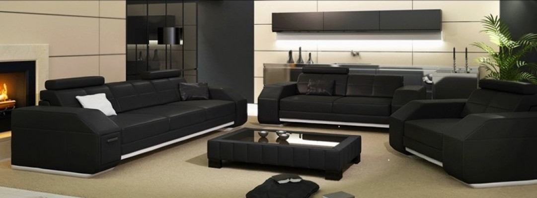 Ledersofa mit USB Sofagarnitur 3+2+1 Leder Couch Polster Sitz Designer Garnitur