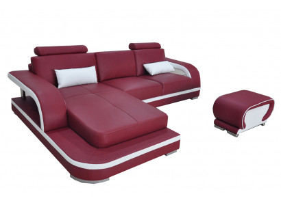 Leder Eck Sofa mit USB Luxus Garnitur Ecke Sofas Couchen Polster Wohnlandschaft