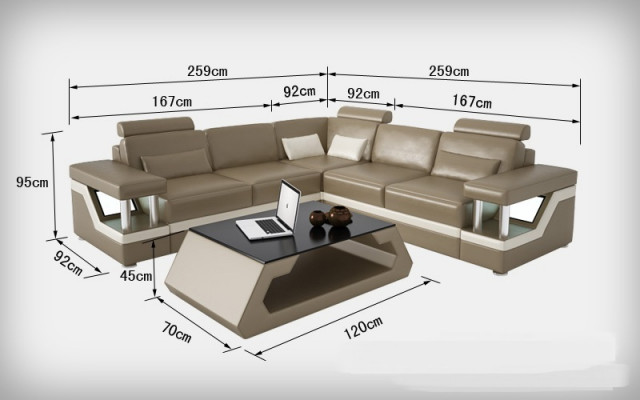 Ledersofa mit USB Wohnlandschaft Ecksofa Eck Garnitur Couch Design Sofa L6002B