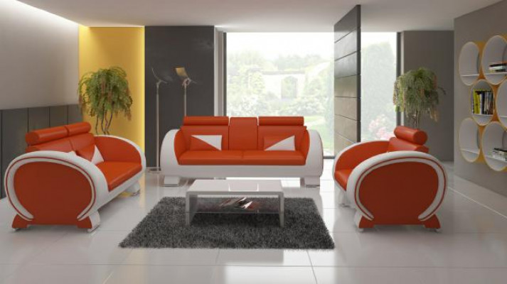 LEDERSOFA mit USB DESIGNERSOFA GARNITUR 3+1 COUCH POLSTERGARNITUR POLSTER SOFA