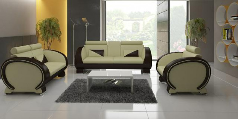 LEDERSOFA mit USB DESIGNERSOFA GARNITUR 3+1 COUCH POLSTERGARNITUR POLSTER SOFA