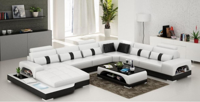 Leder U Form Wohnlandschaft Couch Big XXL Sofa Polster Ecke Garnitur Eck SendenS