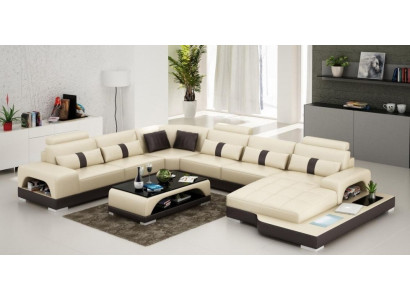Leder U Form Wohnlandschaft Couch Big XXL Sofa Polster Ecke Garnitur Eck Senden