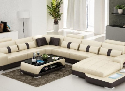 Leder U Form Wohnlandschaft Couch Big XXL Sofa Polster Ecke Garnitur Eck Senden