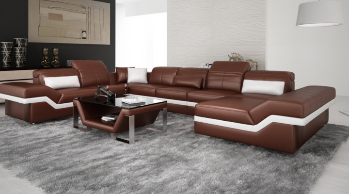 LEDERSOFA XXL WOHNLANDSCHAFT ECKSOFA DESIGN SOFA COUCH GARNITUR ECKCOUCH NEU