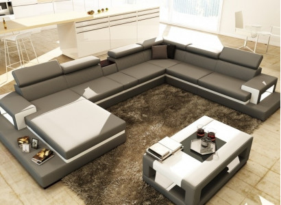 Ledersofa Sofa Ecksofa U Form Couch Wohnlandschaft Designer Sitz Ecke