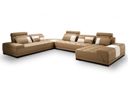 Luxuriöses Exklusiv-Leder-Ecksofa U-Form Stilvolles Design für höchsten Komfort