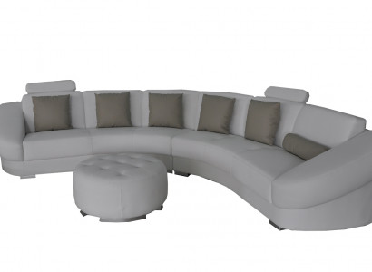 Rund U Form Sofa Polster Eck Garnitur Leder Wohnlandschaft Couchen XXL + Hocker