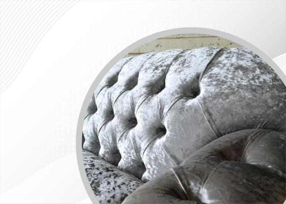 Dreisitzer Sofa 3 Sitz Couch Chesterfield Polster Sitz Garnitur Samt Graue