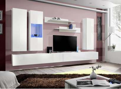 Wohnwand Holz Wohnzimmer Möbel Weiß TV Ständer Moderne Design Wand Regale