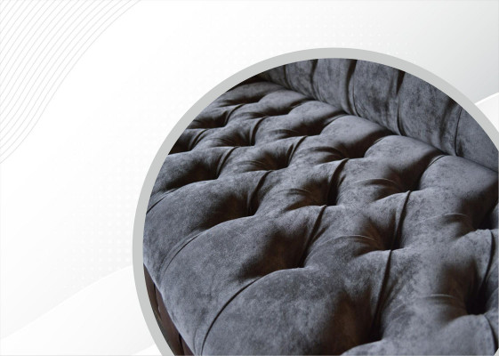 Chesterfield 3 Sitzer Wohnzimmer Couch Sofa Polster Sitz Textil Stoff