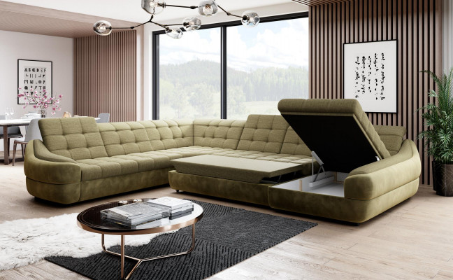 Sofa Couch Polster Garnitur Wohnlandschaft Design Ecksofa Textil Neu U Form neu