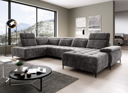 Sofa Bettfunktion Couch Textil Sofa Wohnlandschaft Leder Design Ecksofa U-form