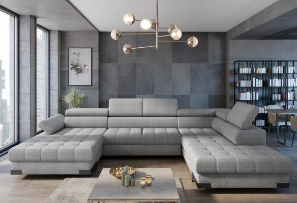 Wohnlandschaft Ecksofa Stoff U-Form Bettfunktion Couch Design Polster Textil Eck