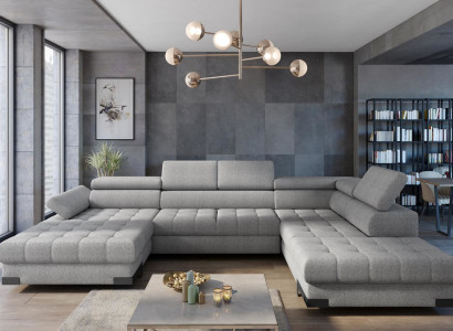 Wohnlandschaft Ecksofa Stoff U-Form Bettfunktion Couch Design Polster Textil Eck