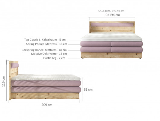 Luxus Boxpring Bett Betten Oak Echtholz Polster Design Doppel Land Leder