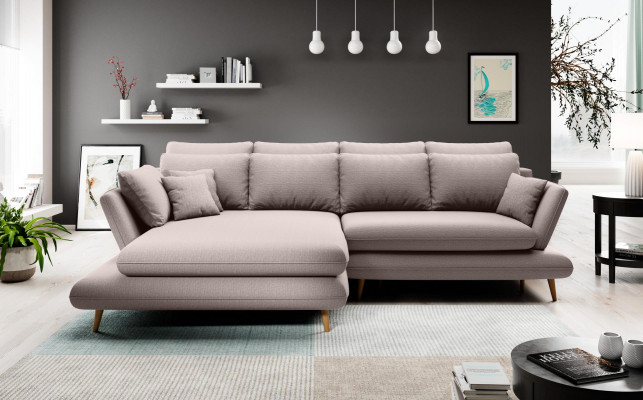 Stoff L-Form Couch Wohnlandschaft Ecksofa Sofa Modern Design Beige Sofa Couchen