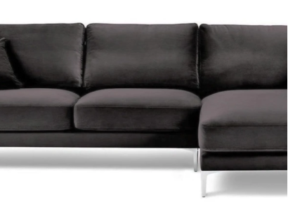 Schwarz Samt Ecksofa Stoff Wohnzimmer Design Couchen Polster Sofa Sofas Neu