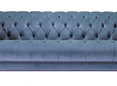 Hellblau Dreisitzer Stoff Chesterfield Design Couchen Polster Sofas Original Neu