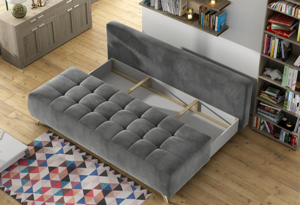 Klapp Textil Couch Schlafsofa Bett Sofa Kasten Sofas Couchen Polster Möbel Stoff