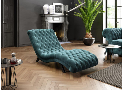 Loungesofa Chesterfield Couch Sofa Liege Holz Metall Chaiselongue Relaxliege 