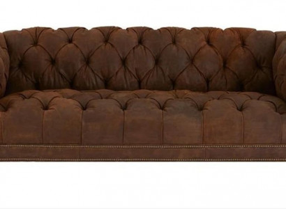 Braun Dreisitzer Chesterfield Modern Design Leder Sofa Design Möbel Samt Stoff