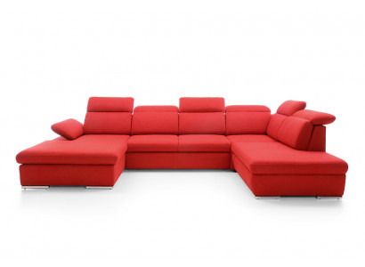 Ecksofa Wohnlandschaft Couch Polster Sofa Leder Eck Garnituren Rot