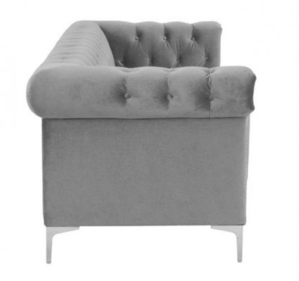 Grau Chesterfield Dreisitzer Stoff Wohnzimmer Design Couchen Polster Sofas Neu