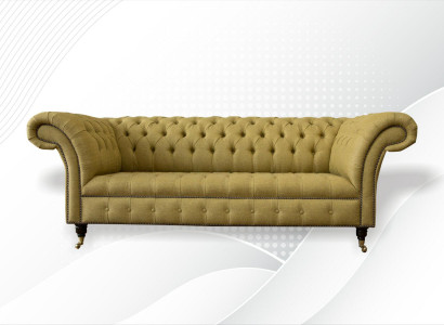 Chesterfield 3 Sitzer Gelb Wohnzimmer Design Couchen Polster Sofa Sofas Textil