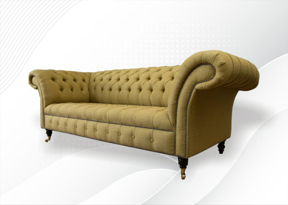 Chesterfield 3 Sitzer Gelb Wohnzimmer Design Couchen Polster Sofa Sofas Textil